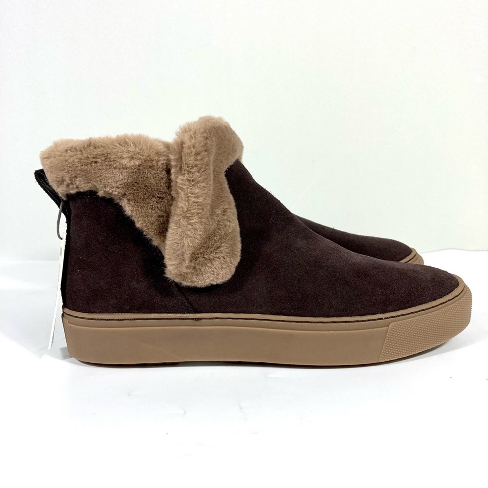 Cougar Brown Suede Fur-Lined Women's Slip On Boots